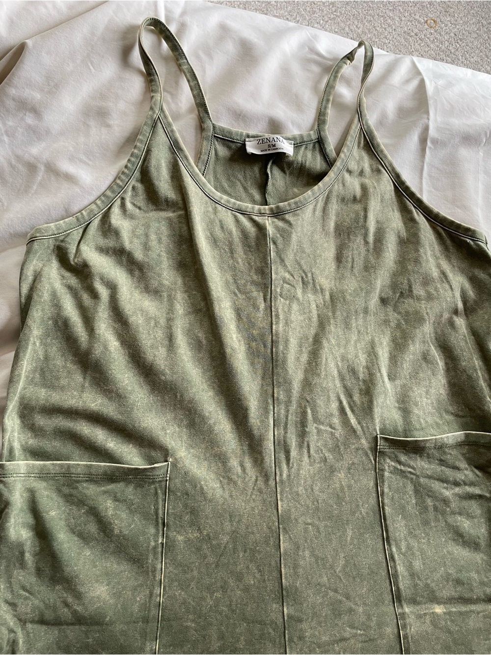 Olive Green Women's Jumpsuit - Casual U Style - Picture 2 of 7